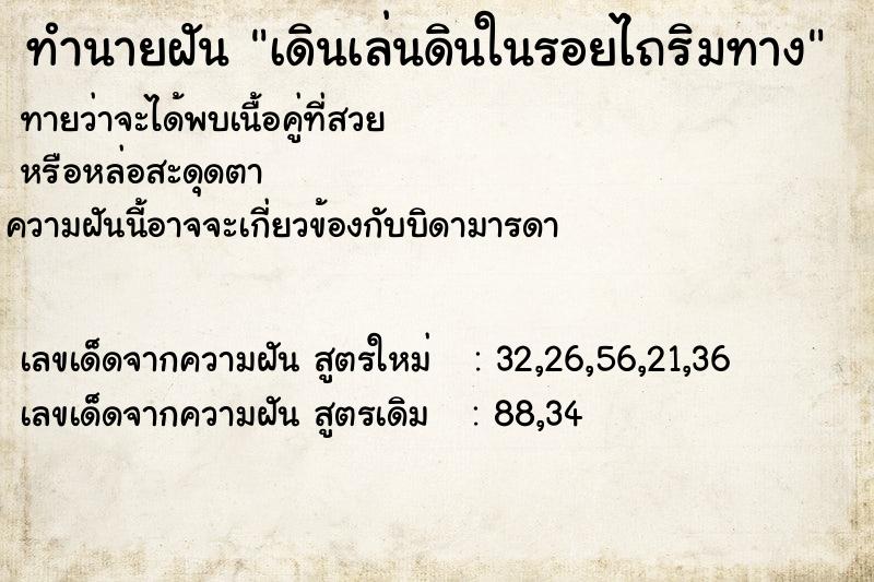 ทำนายฝัน เดินเล่นดินในรอยไถริมทาง
