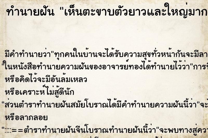 ทำนายฝัน เห็นตะขาบตัวยาวและใหญ่มากถูกสับขาด3ท่อน