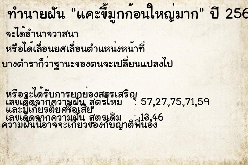 ทำนายฝัน แคะขี้มูกก้อนใหญ่มาก