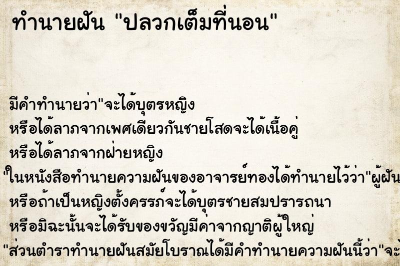 ทำนายฝันทำนายฝันปลวกเต็มที่นอน