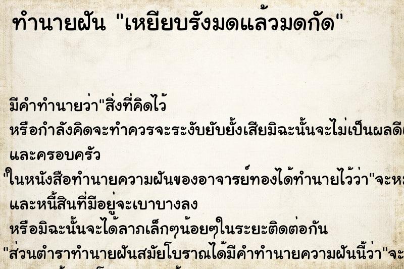 ทำนายฝัน เหยียบรังมดแล้วมดกัด ทำนายฝัน เหยียบรังมดแล้วมดกัด