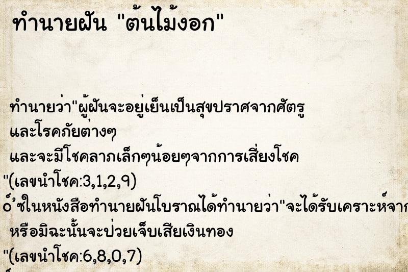 ทำนายฝันต้นไม้งอก ทำนายฝันทำนายฝันต้นไม้งอก