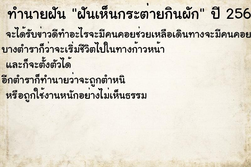 ทำนายฝัน ฝันเห็นกระต่ายกินผัก ทำนายฝัน ฝันเห็นกระต่ายกินผัก