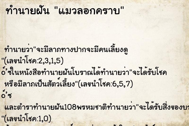 ทำนายฝัน แมวลอกคราบ