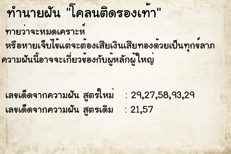 ทำนายฝัน โคลนติดรองเท้า ทำนายฝัน โคลนติดรองเท้า