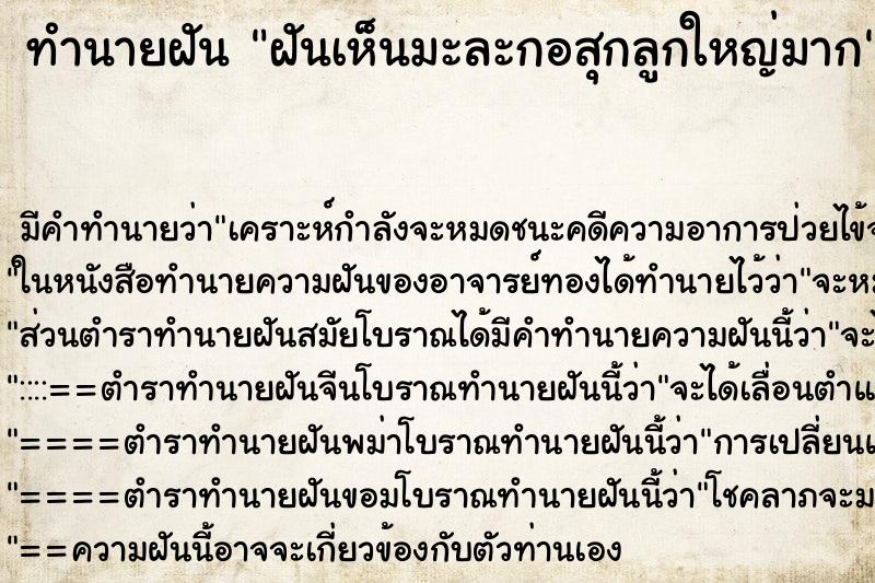 ทำนายฝัน ฝันเห็นมะละกอสุกลูกใหญ่มาก ทำนายฝัน ฝันเห็นมะละกอสุกลูกใหญ่มาก