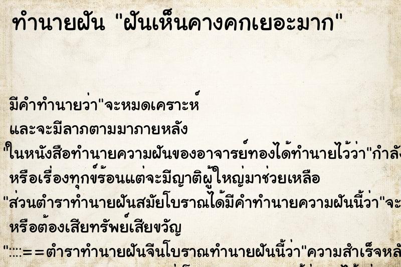 ทำนายฝัน ฝันเห็นคางคกเยอะมาก ทำนายฝัน ฝันเห็นคางคกเยอะมาก