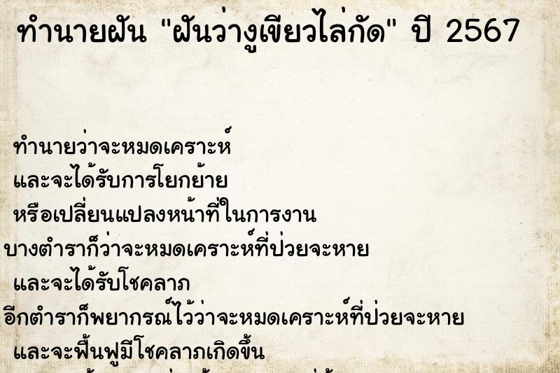 ทำนายฝัน ฝันว่างูเขียวไล่กัด ทำนายฝัน ฝันว่างูเขียวไล่กัด