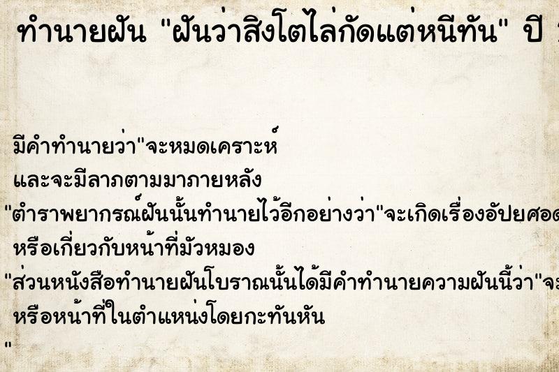 ทำนายฝัน ฝันว่าสิงโตไล่กัดแต่หนีทัน ทำนายฝัน ฝันว่าสิงโตไล่กัดแต่หนีทัน