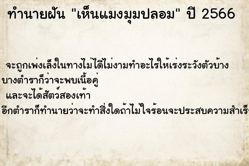 ทำนายฝันทำนายฝันเห็นแมงมุมปลอม