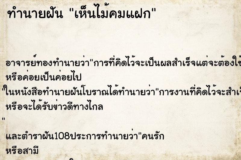 ทำนายฝันทำนายฝันเห็นไม้คมแฝก