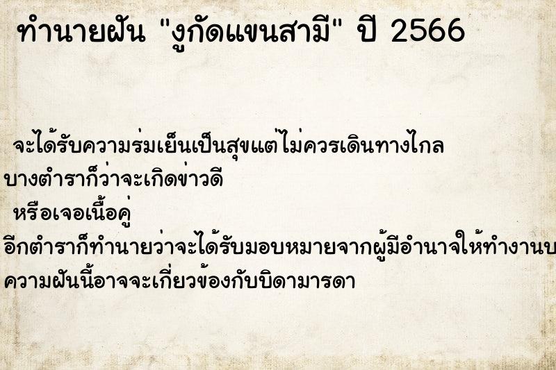 ทำนายฝัน งูกัดแขนสามี ทำนายฝัน งูกัดแขนสามี