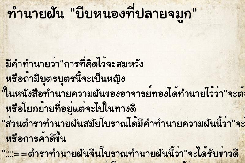 ทำนายฝัน บีบหนองที่ปลายจมูก ตำราโบราณ แม่นที่สุดในโลก