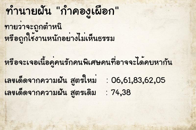 ทำนายฝัน กำคองูเผือก