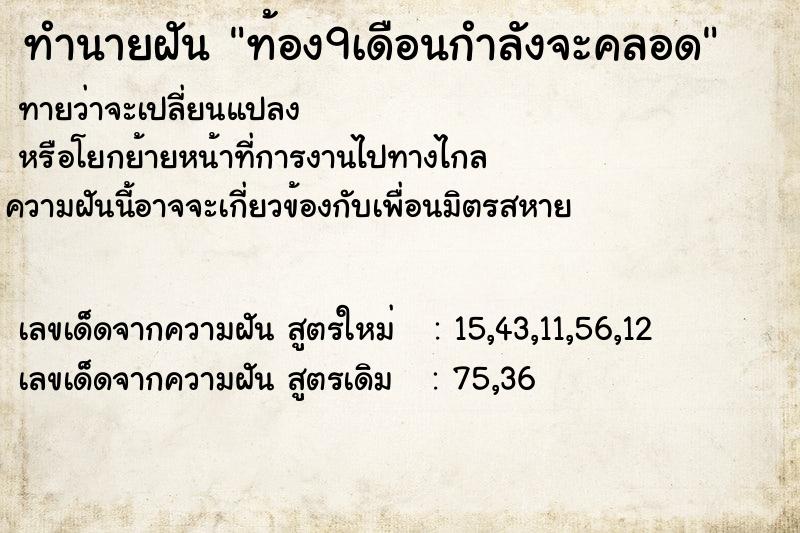 ทำนายฝันท้อง9เดือนกำลังจะคลอด ทำนายฝันทำนายฝันท้อง9เดือนกำลังจะคลอด