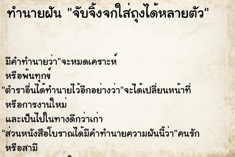 ทำนายฝัน จับจิ้งจกใส่ถุงได้หลายตัวแม่นๆ ฟรี ด้วยตำราหนังสือทำนายฝันโบราณ ทำนายฝันจับจิ้งจกใส่ถุงได้หลายตัว