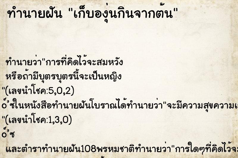 ทำนายฝัน เก็บองุ่นกินจากต้น