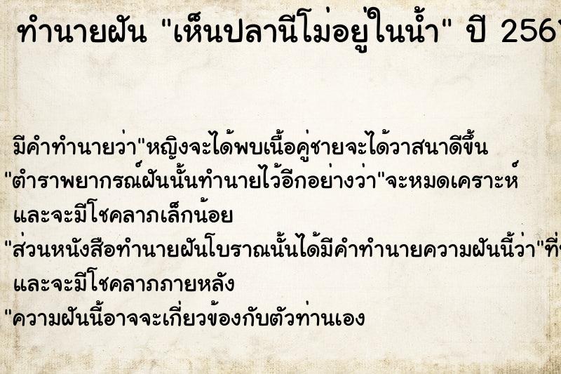 ทำนายฝัน เห็นปลานีโม่อยู่ในน้ำ ตำราโบราณ แม่นที่สุดในโลก