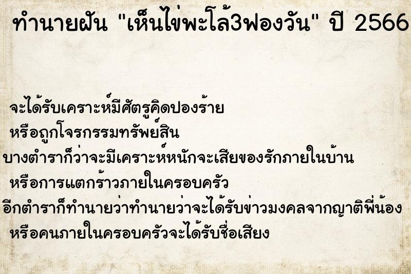 ทำนายฝันเห็นไข่พะโล้3ฟองวัน ทำนายฝันทำนายฝันเห็นไข่พะโล้3ฟองวัน