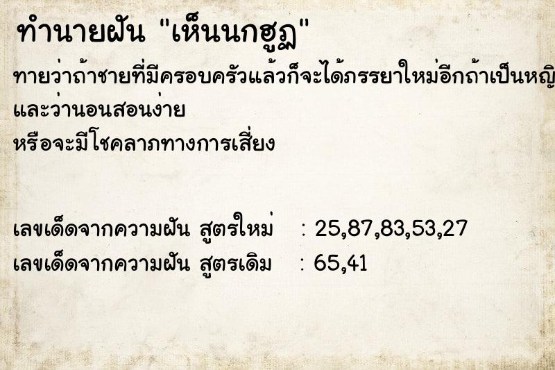 ทำนายฝันทำนายฝันเห็นนกฮูฏ