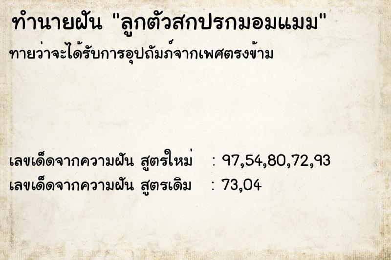 ทำนายฝัน ลูกตัวสกปรกมอมแมม ตำราโบราณ แม่นที่สุดในโลก