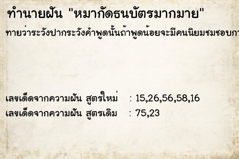 ทำนายฝัน หมากัดธนบัตรมากมาย