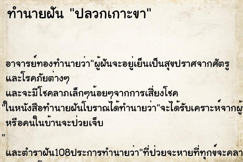 ทำนายฝัน ปลวกเกาะขา ทำนายฝัน ปลวกเกาะขา