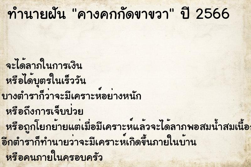 ทำนายฝันคางคกกัดขาขวา ทำนายฝันทำนายฝันคางคกกัดขาขวา