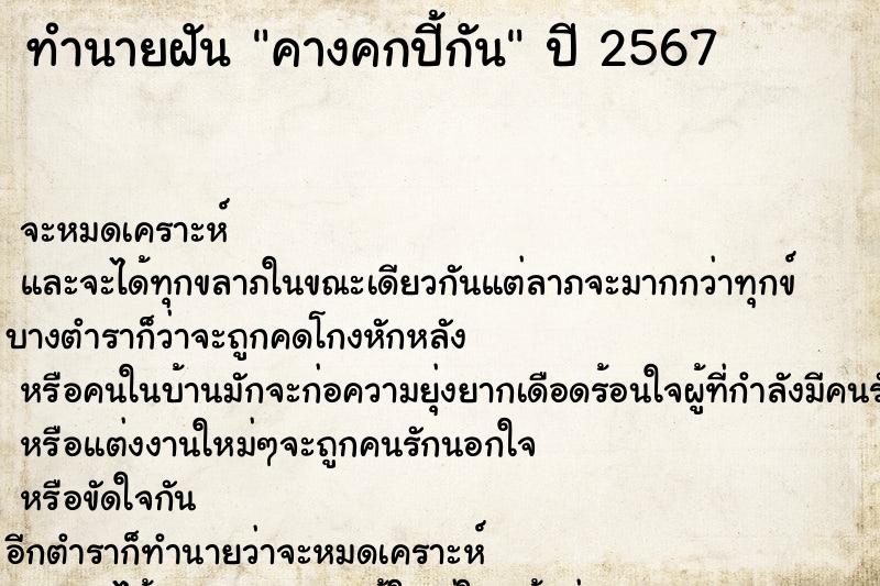 ทำนายฝันคางคกปี้กัน ทำนายฝันทำนายฝันคางคกปี้กัน