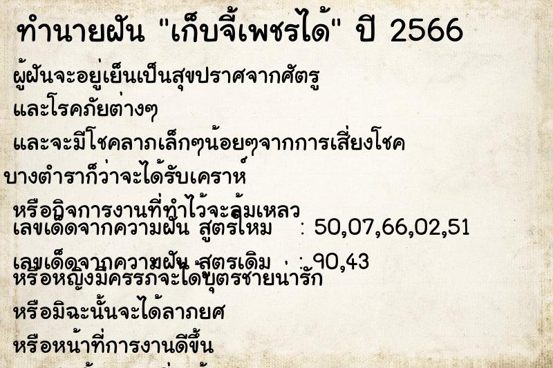 ทำนายฝัน เก็บจี้เพชรได้ ตำราโบราณ แม่นที่สุดในโลก