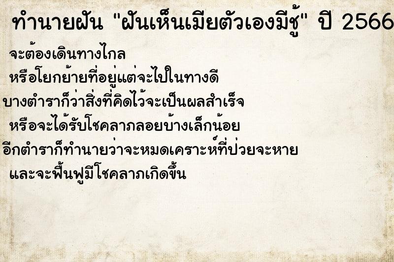 ทำนายฝันฝันเห็นเมียตัวเองมีชู้ ทำนายฝันทำนายฝันฝันเห็นเมียตัวเองมีชู้
