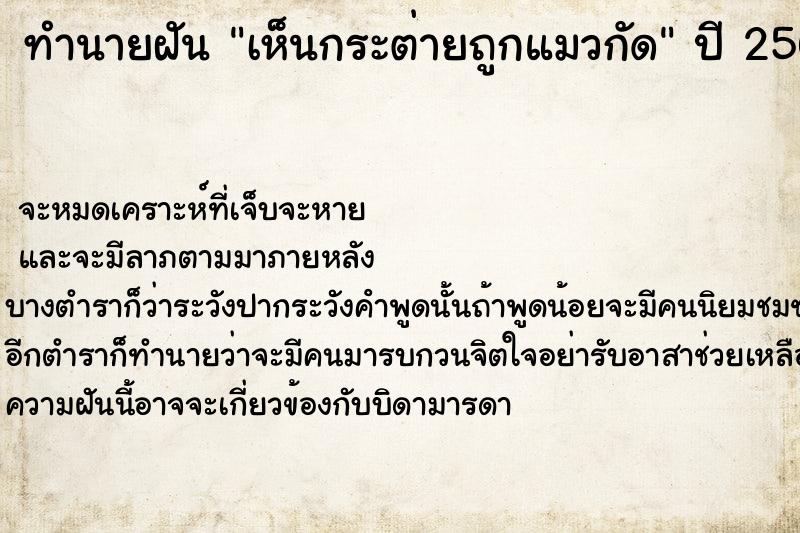 ทำนายฝันทำนายฝันเห็นกระต่ายถูกแมวกัด