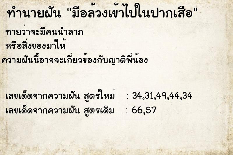 ทำนายฝัน มือล้วงเข้าไปในปากเสือ ทำนายฝัน มือล้วงเข้าไปในปากเสือ