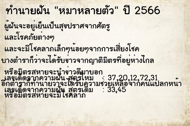 ทำนายฝัน หมาหลายตัว