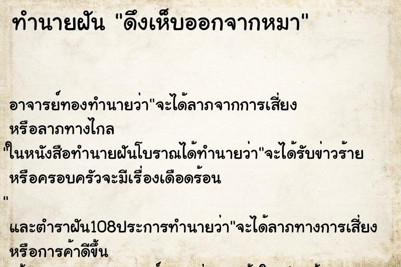 ทำนายฝัน ดึงเห็บออกจากหมา