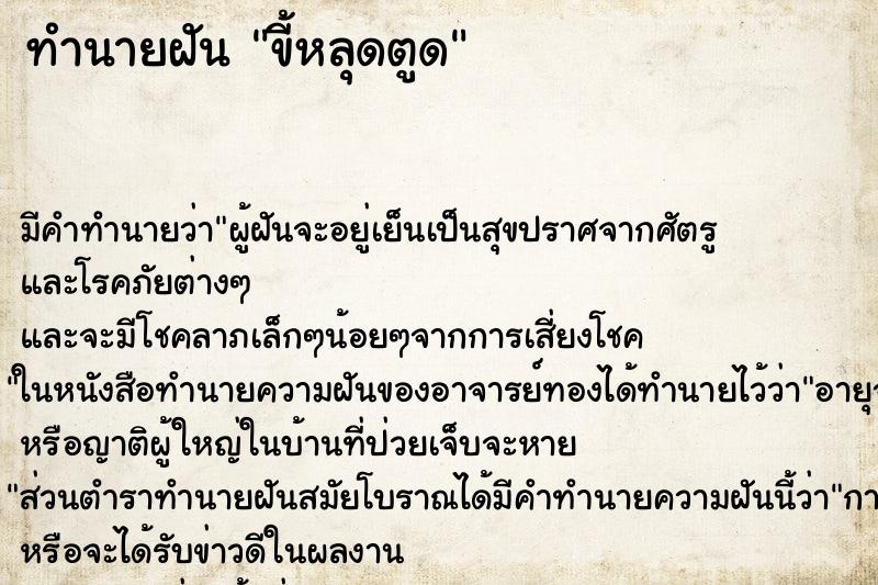 ทำนายฝันทำนายฝันขี้หลุดตูด