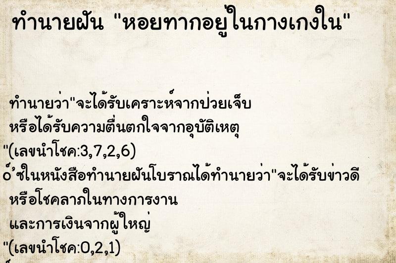 ทำนายฝันทำนายฝันหอยทากอยู่ในกางเกงใน