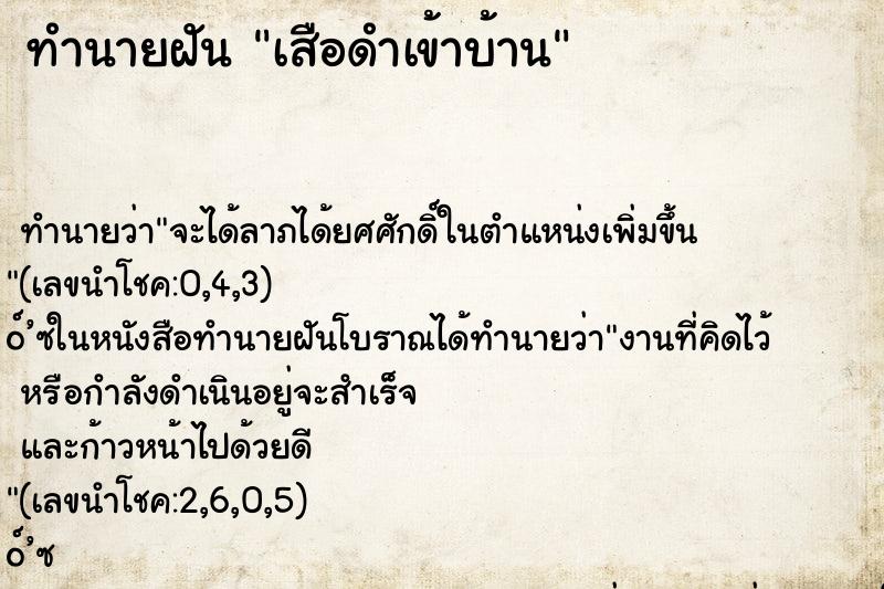 ทำนายฝันเสือดำเข้าบ้าน ทำนายฝันทำนายฝันเสือดำเข้าบ้าน
