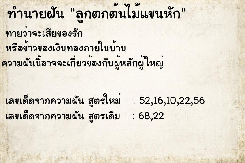 ทำนายฝันลูกตกต้นไม้แขนหัก ทำนายฝันทำนายฝันลูกตกต้นไม้แขนหัก