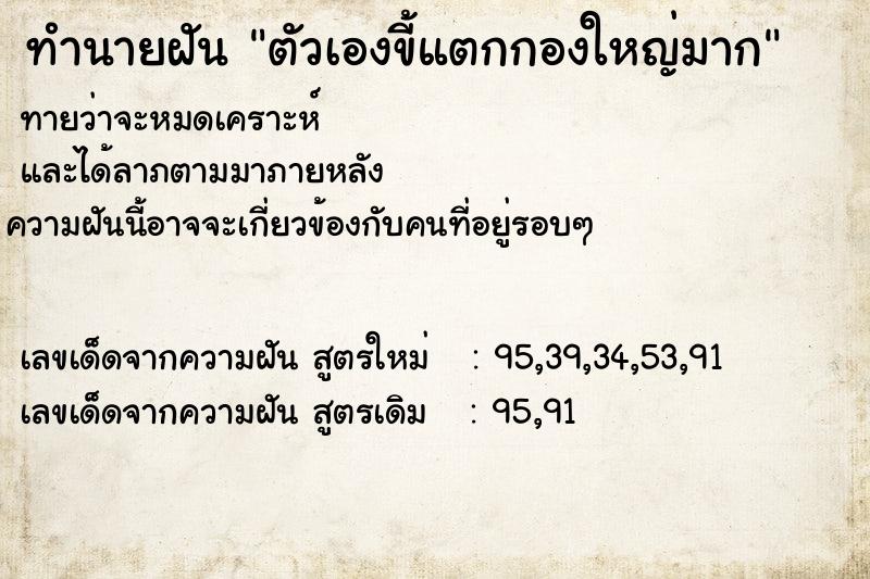 ทำนายฝันทำนายฝันตัวเองขี้แตกกองใหญ่มาก