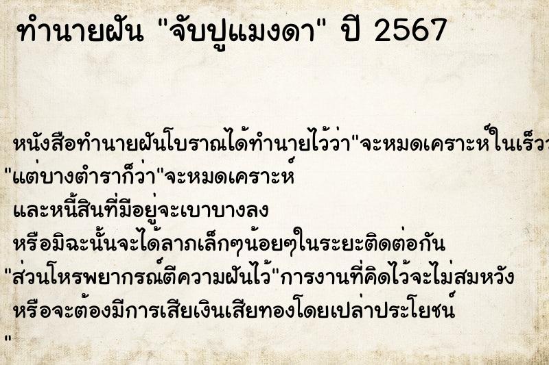 ทำนายฝันจับปูแมงดา ทำนายฝันทำนายฝันจับปูแมงดา