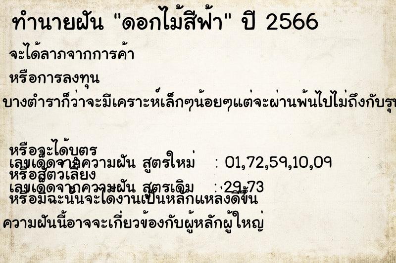 ทำนายฝันดอกไม้สีฟ้า ทำนายฝันทำนายฝันดอกไม้สีฟ้า