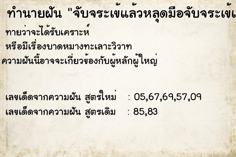 ทำนายฝันทำนายฝันจับจระเข้แล้วหลุดมือจับจระเข้แล้วหลุดมือ