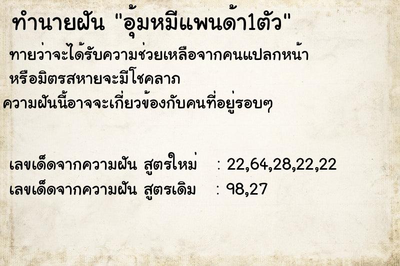 ทำนายฝันอุ้มหมีแพนด้า1ตัว ทำนายฝันทำนายฝันอุ้มหมีแพนด้า1ตัว