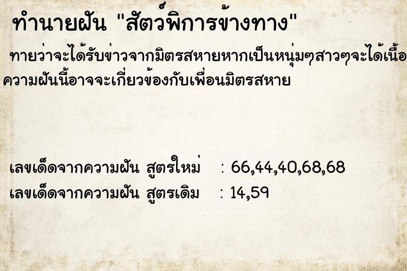 ทำนายฝัน สัตว์พิการข้างทาง ทำนายฝัน สัตว์พิการข้างทาง
