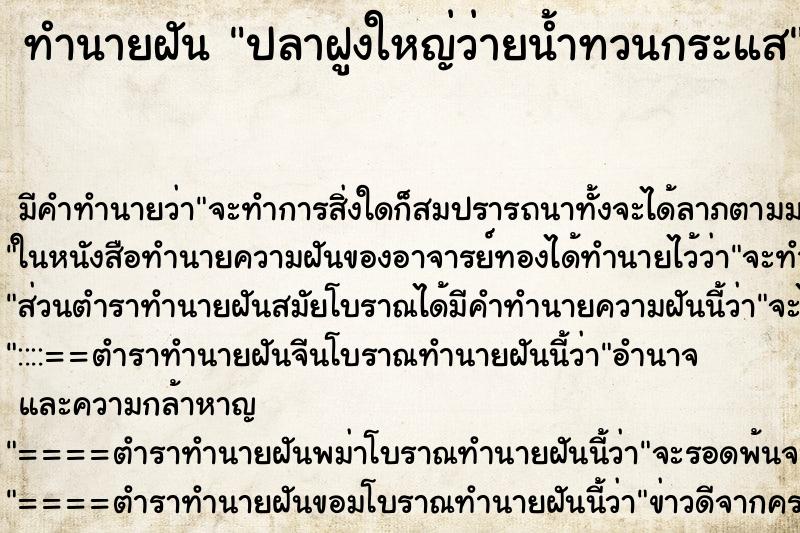 ทำนายฝัน ปลาฝูงใหญ่ว่ายน้ำทวนกระแส ทำนายฝัน ปลาฝูงใหญ่ว่ายน้ำทวนกระแส
