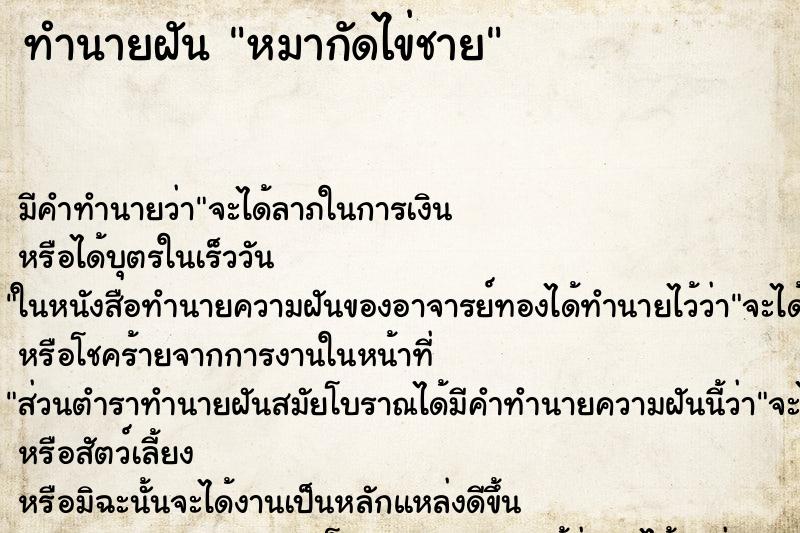 ทำนายฝัน หมากัดไข่ชาย ตำราโบราณ แม่นที่สุดในโลก