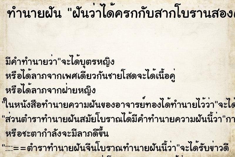 ทำนายฝันฝันว่าได้ครกกับสากโบรานสองคู่ ทำนายฝันทำนายฝันฝันว่าได้ครกกับสากโบรานสองคู่