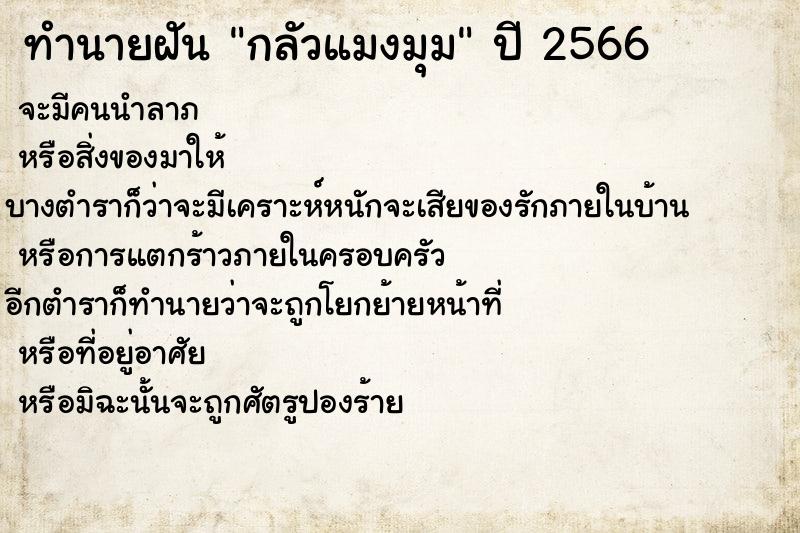 ทำนายฝันทำนายฝันกลัวแมงมุม