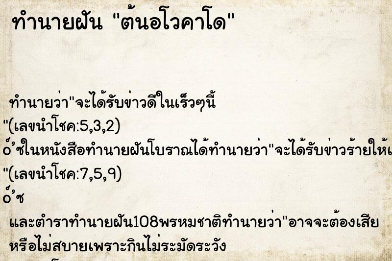 ทำนายฝัน ต้นอโวคาโด ทำนายฝัน ต้นอโวคาโด